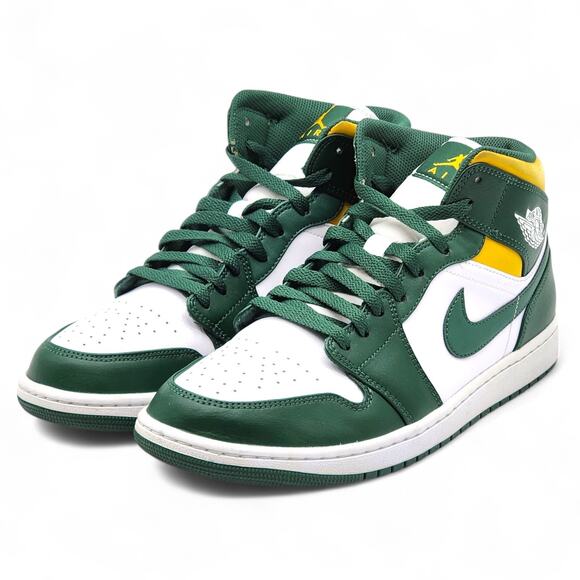 Nike Air Jordan 1 Mid 554724-371 Leather Sneakers Noble Green US 11 - New - Picture 2 of 12